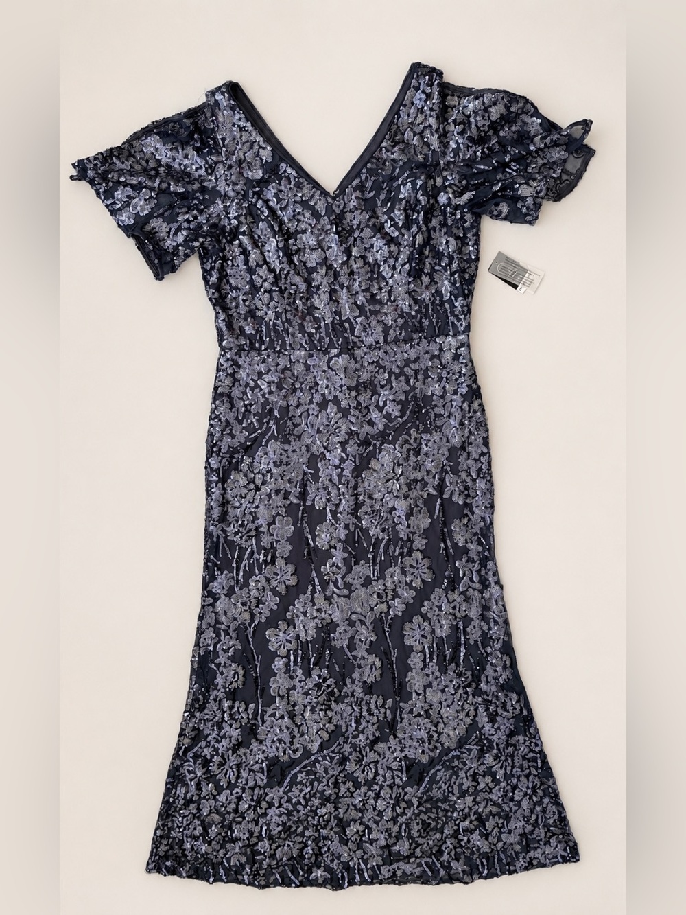 NWT Alex Evenings Sequin Floral Gown Cold Shoulder Size 18